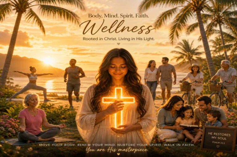 Wellness counselling image symbolising body, mind, spirit and faith, with a focus on healing and emotional wellbeing.